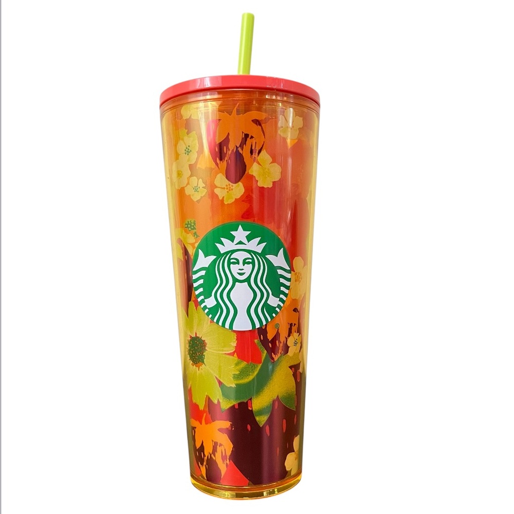 Starbucks 2022 Strawberry and Flowers Cold Cup Traveller Tumbler